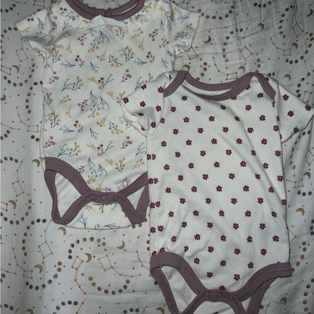 Floral and Star Print Kids Bodysuits